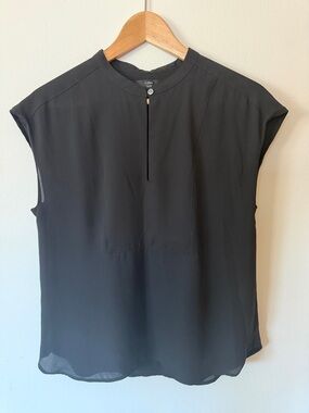 J CREW Black Cap-Sleeve Blouse
